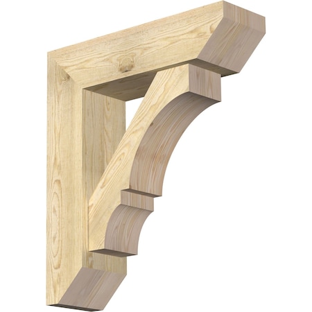 Ekena Millwork Balboa Slat Rough Sawn Bracket w/ Offset Brace, Douglas Fir, 8"W x 28"D x 32"H BKT0806X28X32BOA06RDF